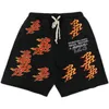 Summer Shorts Jogger Summer Pant For Men Women Hip Hop Vintage Printed Drawstring Short Pants Holidays Clothing Black Beige