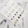 Stud Earrings 12 Pairs Of Suit Set With Crystal Simple Everyday Versatile Fashion Multi - Earpiercings