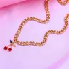 Kedjor koreanska mode röda körsbärskristallhänge halsband för kvinnor bling strass tenniskedjan lyx smycken gåva