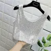 Débardeurs pour femmes paillettes brillantes col rond gilet vêtements d'extérieur pour femmes 2023 été brillant soie mode clignotant bas chemise haut caraco