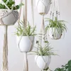 Planters POTS 4 Pack Macrame Plant Hangers Creative Designs Handmade inomhusvägg Hängande Planter Holder Modern Boho Home Decoration 230608