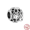 Dla Pandora Charms Authentic 925 Srebrne koraliki Dangle Openwork Chain Link Padlock Heart Block BEAD