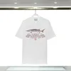 Men's T Shirts Summer Mens T-shirts Fish Print Letters Logo Short Sleeve Hip Hop Cotton Tshirts For Men Women