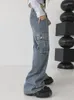 Vrouwen Jeans 2023 Y2k Laagbouw Baggy Retro Streetwear Denim Cargo Broek Losse Casual Harajuku Pocket Patchwork Vrouwen Overalls