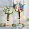 Stor lyx Fantastisk Gold Silver Iron Luxury Trumpet Flower Vase Urn Wedding Table Decorative Vases Gold Flower Vase Imake 999