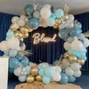その他のイベントパーティーの誕生日バルーンガーランドアーチキットベビーシャワーブルー装飾キッドグローブスバロン