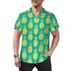 Chemises décontractées pour hommes chemise à motif d'ananas fruits tropicaux plage lâche hawaïen élégant Blouses à manches courtes graphique vêtements surdimensionnés