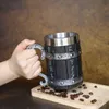 Tazze Boccale da birra in botte di rovere vintage vichingo Stein con rivestimento in acciaio inossidabile Tazza da caffè Tazza da tè Tazza da tè di grande capacità Tazza da pub Bar Regalo per feste 230607