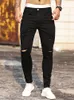 Mens Jeans Streetwear Moda Siyah Yırtık Sıska Erkek İnce Hip Hop Denim Pantolonlar Jean Homme 230607