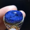 Anillos de racimo, anillo ajustable de cuarzo dumortierita rutilado azul Natural, 18,1/12,5mm, cuentas de gran tamaño, joyería para hombres y mujeres