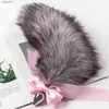 Разделяемая анальная заглушка Bowknot Real Fox Tail Cosplay Butt Plug Anal Sex Hail Продукты для взрослых анальные секс игрушки для женщин пары мужчин L230518