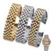 13mm 17mm 20mm High Quality Silver Gold Watches Chain Stainless Steel Polishing Brushed Curved End Watch Band Strap Bracelets fo2201