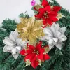 Dekorativa blommor 3/5/10pcsglitter Artificial Christmas Xmas Tree Ornaments Merry Decorations for Home Year Gift Navidad 14C