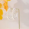 Hoop Earrings For Women Pearl Geometric C Alloy Resin Festive Parties In Europe And The United States