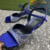 Satin-Sandalen, mit Strasssteinen verzierte Design-Schuhe, super beliebte Serie, Plateau-Designer-Fabrikschuhe mit Boxen