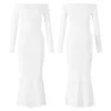 Casual Dresses Elegant Off-Shoulder Long Fishtail Dress Women Party Gown Vestidos Sleeve Slash Neck Ruched Wrapped Bodycon 2023