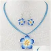 Earrings Necklace Fashion Sweet And Rich Flowers Wax Rope Temperament Set Drop Delivery Jewelry Sets Dht2G