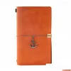 Notepads Vintage Students Notebook Solid Color Pu Er Leather Journal Travel Diary Books Retro Notepad Note Book School Stationery Gi Dhv9S