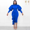 Ethnic Clothing Women Bodycon Dresses African Fashion Big Puff Long Sleeve Ruffles Event Package Hip Robes Night Out Female