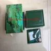 5pcs Aksesuar kutusu erkekler lüks kadınlar kaliteli koyu yeşil hediye vaka saatler için kitapçık kartı etiketleri ve kağıtlar İngilizce 116610187u