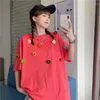 TシャツDayifunショートスリーブTシャツ女性用ソリッド甘い3D花刺繍大型Tシャツ韓国バージョン