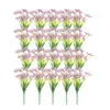 装飾的な花20バンドル人工アジサイシルクヘッド屋外屋内フェードフェイクグリーン（紫）