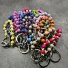 Pendant Necklaces Wood Bead Keychain Business Gift Key Chain Men Women Car Strap Waist Wallet KeyChains Keyrings