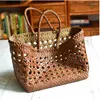 Borse da sera Designer Woven Tote Shopper Bag Donna Vera Pelle Cowskin Basket Borsa Donna Scava Fuori Secchio 2023 Estate