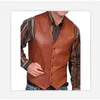 Men's Vests 2023 European And American Men's Fashion Vintage Vest Single-breasted Leather Jacket