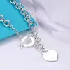 OT Button Love Pendant Couple Necklace CNC Steel Print Heart Egg Ring Thick Chain Necklace