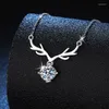 Ketten Wz00122 Lefei Mode Luxus Trendy Klassische 1ct Moissanit Baumeln Deer Halskette Für Frauen 925 Sterling Silber Party Schmuck Geschenk