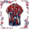 Men's Casual Shirts American Flag Print Shirt Top For 4th Of July Men's Independence Day Ethnic Coconut-tree Short-sleeve Camisa