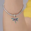 Voor pandora bedels authentieke 925 zilveren kralen Dangle Shiny Dragonfly Blooming Flower Bead