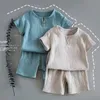 Set di abbigliamento da 1 a 8 anni 2PCSSet Cotone e lino Retro Bambini Vestiti per bambini Abiti Ragazzi Ragazze Estate Baby 230607