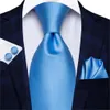 Neckband Hi-Tie Blue Fashion Business Paisley 100% Silk Men's Tie Slips 8,5 cm Band för män Formell lyxig bröllopskvalitet Gravata 230607