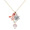 Catene Collana Donna Argento Sterling 925 Placcato Oro Rosa Uccello Lingua E Fiore Fragranza Clavicola Catena Luce Lusso Minoranza De