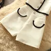 Women's Tracksuits Women Elegant Chic Short Suit Shirt Pearl Buttons Top And Pant Two Piece Set Ladies Matching Outfit 2023 Summer Clothing