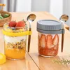 Storage Bottles Overnight Cup Oats Container With Lid And Spoon Food Salad Yogurt Box Glass Breakfast Fruit Jars