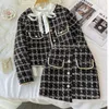 Abiti da lavoro Fiocco vintage Camicia bianca Elegante scozzese Abiti da donna Abiti femminili Autunno Moda coreana Abiti Y2k Gonna da donna chic 2023