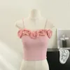 Женский новый спагетти ремешок 3d цветочный лоскут для бодиновой туники мягкие короткие резервуары Camis Vest