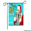 Decorazioni natalizie Colorf Babbo Natale Giardino Bandiera Cortile Banner appeso Lettera Lino stampato Decorazione natalizia Dbc Drop Delivery Home Dhcwf