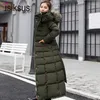 Women's Trench Coats Women Coat Long Winter Jacket Over Knee Length Cotton Warm Bow Belt Fur Collar Thickened Dress For Ladies