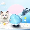 USB Rechargeable Cat Feather Fishing Rod Electric Turntable Automatic Entertaining Toy with LED Light Self-hi Cat Stick
