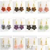 Charme 6Mm Pierre Boule Fleur Forme Pendentif Fil Enroulé Étoile Boucles D'oreilles Guérison Reiki Jade Chakra Dangle Bijoux En Gros Drop Dhgarden Dhzir