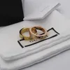 Original märkesgrave 5mm g diamantband ring 18k guld silver rose titan stål bokstav ringer kvinnor män designer älskare bröllop smycken lady party gåvor storlek 6 7 8 9