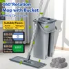 MOPS Handfri platt golvmopp och hinkuppsättning för professionellt rengöringssystem för hemgolv med tvättbara mikrofiberkuddar för lövved 230607