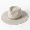 Breda brimhattar hink hattar vanligt band Panama Straw Hats for Women Summer Beach Hats Wide Brim Sun Hat Funeral Church Derby Fedora Cap Upf50 230607