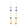 Rainbow Round Natural Stone Earrings 7 Chakra Earrings Women Long Fringed Statement Beads Earring Reiki Healing Jewelry