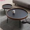 Camp Furniture 2pcs Modern Small Round Tea Coffee Tables Cute Wood Surface Metal Legs Sofa Side Table Home Balcony Leisure Outdoor