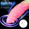 Nouveau Godes Lumineux Coloré Rougeoyant Énorme Dragon Pénis Anal Butt Plug Gode Doux Avec Ventouse Sex Toys Pour Femmes Jouets Adultes L230518